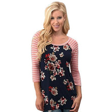 Fashion T-shirt Women Floral Print Splice O Neck Casual Tee Tops T Shirt Female ropa mujer Camisetas Femininas #1205 GS