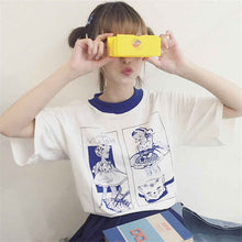 Fashion T-shirts Cute Cartoon Girls Printing Women Short Sleeves New Tops Casual Female Tee Shirts 33007 GS