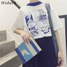 Fashion T-shirts Cute Cartoon Girls Printing Women Short Sleeves New Tops Casual Female Tee Shirts 33007 GS