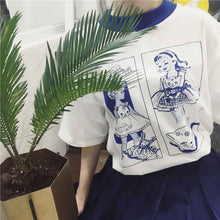 Fashion T-shirts Cute Cartoon Girls Printing Women Short Sleeves New Tops Casual Female Tee Shirts 33007 GS