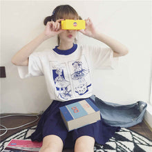 Fashion T-shirts Cute Cartoon Girls Printing Women Short Sleeves New Tops Casual Female Tee Shirts 33007 GS