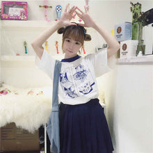 Fashion T-shirts Cute Cartoon Girls Printing Women Short Sleeves New Tops Casual Female Tee Shirts 33007 GS