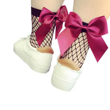 Fashion Women Bowknot Fishnet Ankle High Socks Mesh Lace Fish Net Short Socks Women Girls calcetines mujer #417 GS