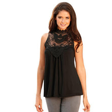 Fashion Women  Lace Splic Sleeveless Women Shirt Blouses Casual Tank Tops Ladies Vest Black/White camisetas mujer #63 GS