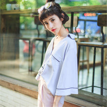 Female Fashion Korea Style Button Blouses V-Neck Casual Shirt Elegant Ladies Tops Loose Women Blouse With Pockets 72474 GS