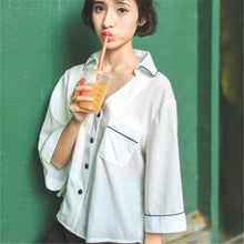Female Fashion Korea Style Button Blouses V-Neck Casual Shirt Elegant Ladies Tops Loose Women Blouse With Pockets 72474 GS