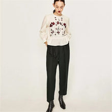 Female Fashion Long Sleeve Blouses O-Neck Ladies Tops Casual shirt Embroidery Floral Blouse Women Plus Size 72469 GS