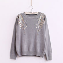 Female Sweater New Autumn Winter Plus Size KnittedO-neck Pullovers Full Sleeve Hot  Sequined Bling Outwear 72061 GS