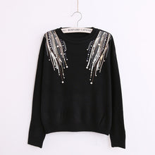 Female Sweater New Autumn Winter Plus Size KnittedO-neck Pullovers Full Sleeve Hot  Sequined Bling Outwear 72061 GS