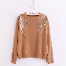 Female Sweater New Autumn Winter Plus Size KnittedO-neck Pullovers Full Sleeve Hot  Sequined Bling Outwear 72061 GS