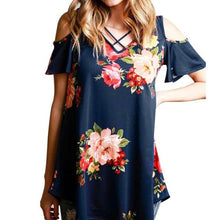 Flower Printed T Shirt Short Sleeve Women T-shirt Fashion V Neck Crossing Casual Tee Shirts Femme poleras de mujer #421 GS