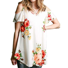 Flower Printed T Shirt Short Sleeve Women T-shirt Fashion V Neck Crossing Casual Tee Shirts Femme poleras de mujer #421 GS