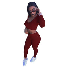 Hot New Women Fashion Split 2 Piece Set T shirt + Pants Casual Bodycon tracksuit Women Fintess Sportswear two piece set #23 GS