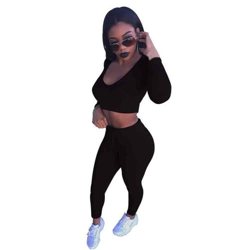 Hot New Women Fashion Split 2 Piece Set T shirt + Pants Casual Bodycon tracksuit Women Fintess Sportswear two piece set #23 GS