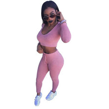 Hot New Women Fashion Split 2 Piece Set T shirt + Pants Casual Bodycon tracksuit Women Fintess Sportswear two piece set #23 GS