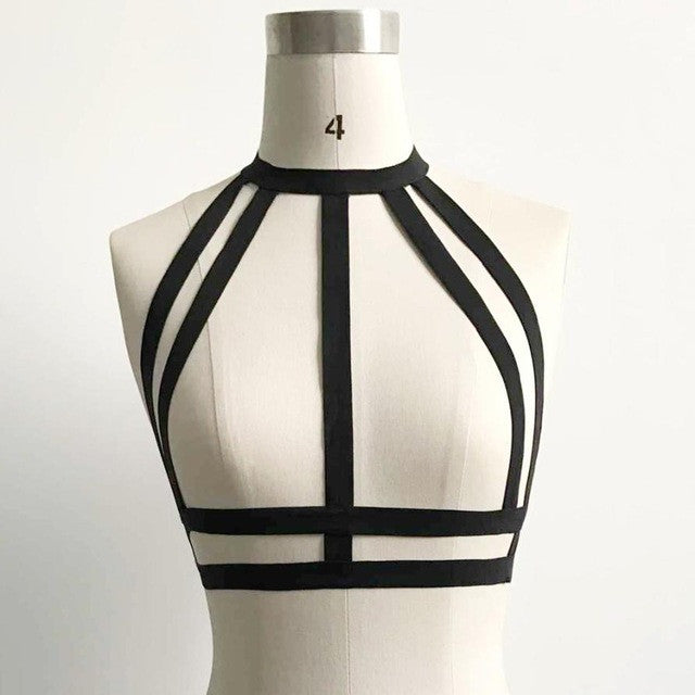 Hot Sale Goth Bustier Elastic Bandage Hollow Out Strappy sexy women sexyd bust lingeries Hot belt Bra For Women #23 GS