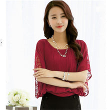 Hot  New 4XL Women 3/4 Blouse O-neck Batwing Sleeve Tee Shirt Casual Lace Blouses Fashion Plus Size Blusas 70632 GS