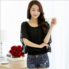 Hot  New 4XL Women 3/4 Blouse O-neck Batwing Sleeve Tee Shirt Casual Lace Blouses Fashion Plus Size Blusas 70632 GS