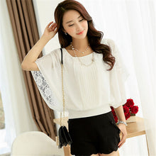 Hot  New 4XL Women 3/4 Blouse O-neck Batwing Sleeve Tee Shirt Casual Lace Blouses Fashion Plus Size Blusas 70632 GS