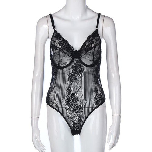 Hot Sexy Lace Bodysuit Women Hollow Out V Neck Sleeveless  Lace Bralette Bustier Jumpsuit Rompers Women Overalls #53 GS