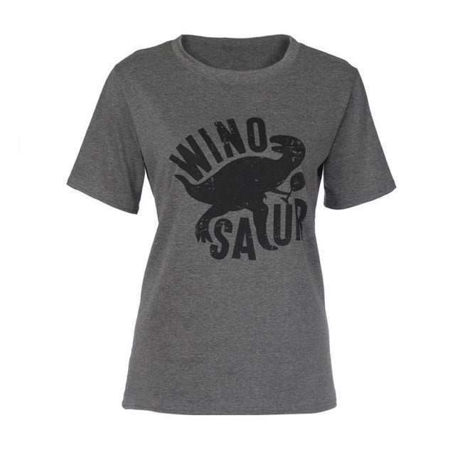 Korean Fashion Women Short Sleeve Print Dinosaur T-Shirt Casual Loose Tops Shirt tops tees Shirt Femme #43 GS
