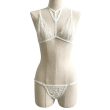 Lace Sexy Women Lingerie Corset Backless Bandage Push Up Crop Top +Pants Set Women haut femme Black White #23 GS