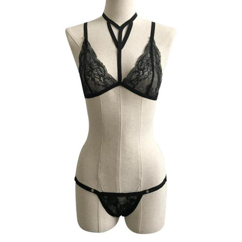 Lace Sexy Women Lingerie Corset Backless Bandage Push Up Crop Top +Pants Set Women haut femme Black White #23 GS
