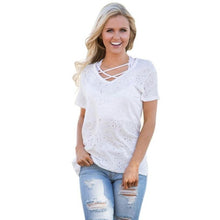 Latest Fashion Women T-Shirts Solid White Blue T shirt New Desgin Hole Tops Lady Short Sleeve Tees Tops #425 GS