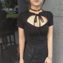 New Arrival Fashion Harajuku Hollow Out T shirt Women Short Sleeve Slim Tops Korean Casual Sexy T-shirt 72557 GS