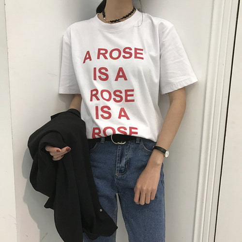 New Arrival Fashion Harajuku Letter Print T shirt Women Short Sleeve Slim Tops Korean Casual Loose T-shirt 72558 GS
