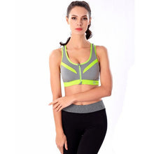 New Arrival Fitness Bra For Women Zipper Push Up Wire Free Padded Anti-shock Sweat Workout Bra Crop Top Female #63 GS