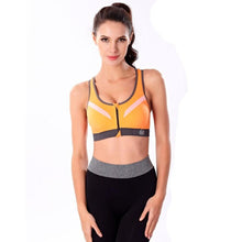 New Arrival Fitness Bra For Women Zipper Push Up Wire Free Padded Anti-shock Sweat Workout Bra Crop Top Female #63 GS