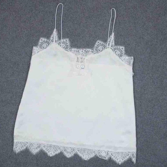 New Arrival Sexy Women Chiffon Tank Tops White Lace Bustier Vest Tops Women Girls Bralette Shirt Cami #1205 GS