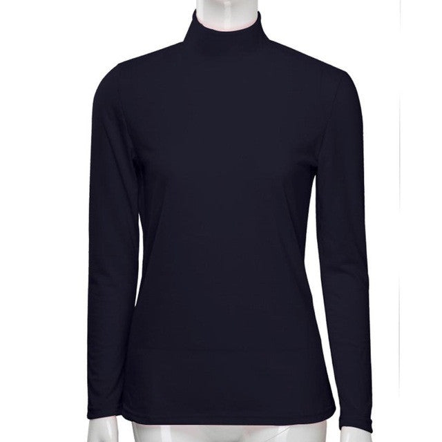 New Arrival Turuleneck Bottom T-Shirts Black Pink Long Sleeve Four Seasons Basic Tee Tops Women Ladies Tshirt Femme #1209 GS