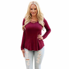 New Arrival Women Casual Basic T-Shirt Long Sleeve Crossing O Neck Women Tops Solid Tee Shirt Camisetas Feminina #1207 GS