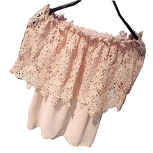 New Arrival Women Shirts Korean Sexy Hollow Out Floral Lace Blouse Shirt Slash-Neck Blusas Woman Tops Plus Size 72725 GS
