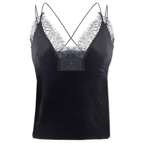 New Arrival Women Velvet Tank Tops Lace Bustier Vest Backless Sleeveless Tank Top For Women Tee Tops Female Cami #23 GS