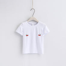 New Fashion European Style Short Sleeve T-shirts Fruit Embroidery Female t shirts White tshirt O-neck Women Tops Plus Size GS