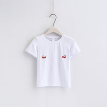 New Fashion European Style Short Sleeve T-shirts Fruit Embroidery Female t shirts White tshirt O-neck Women Tops Plus Size GS