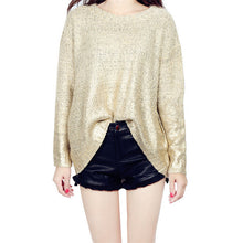 New Fashion Female Pullovers Knitted Long Sleeve O-neck Winter Irregular Bling Sweaters With Sequins 72052 GS