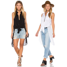 New Fashion Plus Size Blouse Women Chiffon Blusas Sleeveless Turn-down Collar Shirts Chiffon with Button Tops 71992 GS
