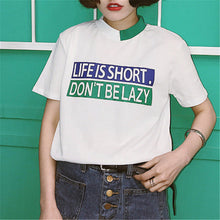 New Fashion Short Sleeve Korean Style T-shirts Harajuku Letter Print T Shirts Plus Size Female Casual Women Tops 72549 GS