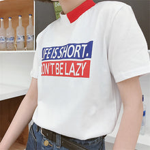 New Fashion Short Sleeve Korean Style T-shirts Harajuku Letter Print T Shirts Plus Size Female Casual Women Tops 72549 GS
