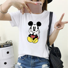 New Fashion Short Sleeve T-shirts Cartoon Mouse Print Female t shirts White tshirt O-neck Women Tops Plus Size GS