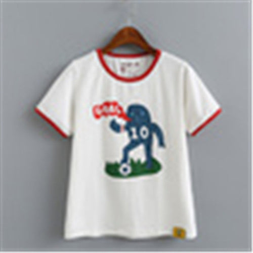 New Fashion Short Sleeve T-shirts Harajuku T Shirts Kawaii Cartoon Print Plus Size Female O-neck Casual Women Tops 72464 GS