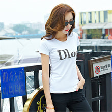 New Fashion Short Sleeve T-shirts Plus Size Female Letter Print T shirts Top O-neck Women European Diamonds t shirt 71411 GS