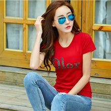 New Fashion Short Sleeve T-shirts Plus Size Female Letter Print T shirts Top O-neck Women European Diamonds t shirt 71411 GS