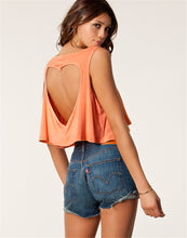 New Fashion Sleeveless Sexy Hollow Out Heart Back Women T-shirts Plus Size Female V-Neck T shirts Crop Top 72693 GS