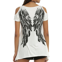 New Fashion Summer O- neck Casual Shirts Women Feather Printed T-shirts Off Shoulder Short-sleeved T-shirt Femal Tops GS