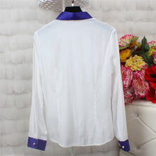 New Fashion Summer Women Embroidery Bee Blouse Long Sleeve Women Turn-down Collar Button Bow Blouse Shirt Women Top 72433 GS